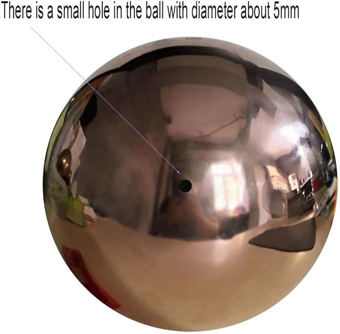 38 cm/15 inch Garden Sphere Mirror Gazing Ball,Rose Gold Stainless Steel Polished Reflective Smooth Hollow Globe Ball,Durable Colorful and Shiny Decorations Addition to Garden Patio Yard Home