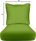 RSH Décor: Indoor Outdoor Deep Seating Chair Cushion with Pillow Back | All Weather Polyester Fabric | Seat 25” W x 25” D & Back 25” W x 21” H | Kiwi Green