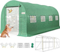 KING BIRD Premium 15x6.6x6.6FT Greenhouse for Outdoors, Large Walk-in Heavy Duty Galvanized Frame, Screen Mesh Door Window Reinforced Zipper Tunnel Hoop for Garden Plant Winter, Green