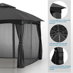 MASTERCANOPY Outdoor Patio Gazebo for Garden with Upgrade Steel Frame and Netting Walls (8x8,Gray)