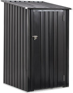 3x3 FT Outdoor Storage Shed, Metal Steel Garden Shed with Single Lockable Door, Small Shed Outdoor Steel Utility Tool Shed, Storage House Waterproof for Backyard Patio, Garden, Lawn(Dark Gray)