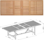 Amazonia Franklin 9-Piece Rectangular Extendable Patio Dining Set Teak Finish and Weather-Net Technology Ideal for Outdoors and Indoors