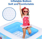 Kiddie Pool, 47"×35"×13" Inflatable Pool with Inflatable Soft Floor, Cool Summer Swimming Pool for Kids and Family, Blow Up Pool for Backyard, Garden, Indoor, or Outdoor