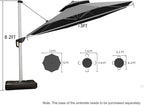 PURPLE LEAF 13 Feet Double Top Round Deluxe Patio Umbrella Offset Hanging Umbrella Outdoor Market Umbrella Garden Umbrella, Grey