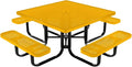 COATEDOUTDOORFURNITURE Heavy-Duty Portable Outdoor Kids Table with Umbrella Hole, Punched Steel Kids Picnic Table, Commercial-Grade, Made in America (46 in, Square, Childrens, Yellow)