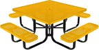 COATEDOUTDOORFURNITURE Heavy-Duty Portable Outdoor Kids Table with Umbrella Hole, Punched Steel Kids Picnic Table, Commercial-Grade, Made in America (46 in, Square, Childrens, Textured Yellow)