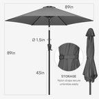 FLAME&SHADE 7.5ft Patio Umbrella - Outdoor Umbrella with Push Button Tilt and Crank for UV Protection, Table Market Umbrella for Garden, Deck, Backyard, Pool and Beach(Anthracite)