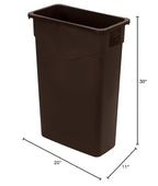 Carlisle FoodService Products 34202369 TrimLine Rectangle Waste Container Trash Can Only, 23 Gallon, Dark Brown