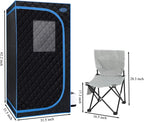 Portable Black Mini Plus Style Steam Sauna Tent–Personal Home Spa, with Steam Generator, Remote Control, Foldable Chair, PVC Pipes. Easy to Install,Fast Heating, with FCC & UL Certification.