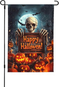Halloween Skull Garden Flag Vertical Double Sided Outdoor Yard Flags 12.5x18 Inch Burlap Banners for House Lawn