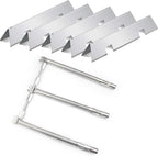 7636 Flavorizer Bars and 69787 Grill Burner for Weber Spirit I & II E-310 E-320 E-330 S-310 S-320 S330 (Front-Mounted Control), 15.3" Heat Plates & 18" Grill Burner Tube, Porcelain Steel