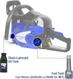 BILT HARD 18 Inch Gas Chainsaw, 46cc 2.4 HP Gas Power Chain Saw with Automatic Oiler, 2-Cycle Engine, Petrol Handheld Gasoline Chainsaws for Wood Cutting