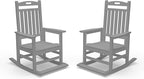 Kingdura Outdoor Rocking Chairs Set of 2, HDPE Plastic Patio Rocking Chair All-Weather Oversized Porch Rocker with High Back for Patio Outside Backyard Balcony (Grey)