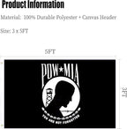 Pow Mia Flag 3x5 Ft Outdoor Heavy Duty Polyester Military Pow FlagsDouble Sided 3 Ply Banner 200D with Durable Canvas Header and 2 Brass Grommets Powmia Banner- You are Not Forgotten War Flags