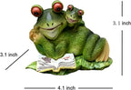 OwMell Frog Statue for Garden, Green Frog Figurine for Outdoor Decor Yard and Garden Decoration Resin Sculpture - Reading