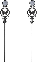 Touch of Class Pathways Reflective Driveway Marker Stake Set of Two for Outdoor Use | Butterfly Emblem Design | Personalized Tall Reflector Set of 2 | Black Durable Finish