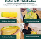 13 Gallon Trash Bags with Drawstrings, 40 Bags Made from 50% Recycled Plastic, Leakproof and Tear-Resistant, Tall Kitchen Garbage Bags for Home and Office