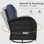 LayinSun 5 Pieces Outdoor Patio Furniture Set, Rattan Wicker Sectional Swivel Rocker Chairs Sets