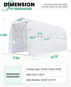 KING BIRD Premium 15x6.6x6.6FT Greenhouse for Outdoors, Large Walk-in Heavy Duty Galvanized Steel Frame, Mesh Door Screen Window Tunnel Hoop Garden Plant Winter Hot House, with Watering Kits, White