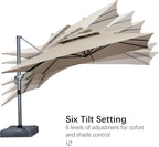 PURPLE LEAF 10 FT Cantilever Patio Umbrella Outdoor Umbrella with 220lbs Base Large Square Windproof Offset Umbrella for Pool Deck Garden, Sand Dune