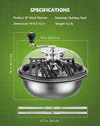 16 Inch Bud Leaf Bowl Trimmer, 16" Trim Bowl with Clear Visibility Dome and Sharp Stainless Steel Blades, for Twist Spin Cutting Buds, Flowers, Leaves, Hydroponics Plants