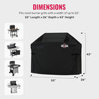 Grillman Grill Cover, BBQ Outdoor Grill Covers, Charcoal, Gas Grills, Waterproof, Rip-Proof, Weather-Resistant, Anti-UV, Barbecue Cover for Weber, Genesis, Charbroil, Nexgrill, etc (Black, 52 Inch)