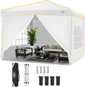 COBIZI 10x10 Pop Up Canopy, Party Tents for Parties Waterproof Outdoor Event Shelter with 4 Sidewalls and 4 Sandbags UV Protection 50+ Camping Commercial Wedding Portable Tent for Backyard, White
