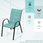 Tangkula Patio Dining Chairs Set of 4, Outdoor Stackable All Weather Heavy Duty Dining Chairs Set with Armrests, Support 330 LBS, for Poolside, Backyard, Garden, Deck, Front Porch (Turquoise Blue)