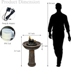 G-LEAF Outdoor Garden Bird Bath Fountain with LED Lights, Freestanding Waterfall Birdbath Garden Water Fountain for Backyard, Patio