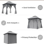 LAUSAINT HOME Outdoor Patio Gazebo 8'x8' with Expansion Bolts, Heavy Duty Gazebos Shelter Party Tent with Double Roofs, Mosquito Nettings and Privacy Screens for Backyard, Garden, Lawn, Smoke Grey