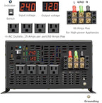 Reliable 8000W Continuous Power Heavy Duty Pure Sine Wave Power Inverter DC 24V to AC 120V with 4 AC Outlets Remote Control 66A Hardwire Terminal and LED Display for RV Car Solar System Emergency