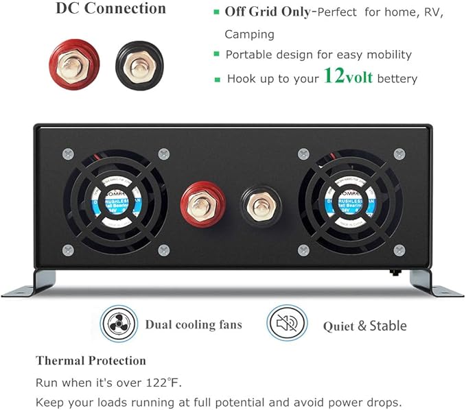 WZRELB 1500W 24V Dc to 120V AC Pure Sine Wave Solar Inverter Off Grid Power Inverter for RV Camping