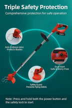 Cordless String Trimmer, Weed Wacker, Nylon Trimmer Head as Its Core Cutting Accessory, Telescopic Shaft and Foldable, 2 x Batteries, String Trimmer Cordless for Lawn, Garden and Yard, Red