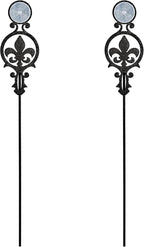 Touch of Class Pathways Reflective Driveway Marker Stake Set of Two for Outdoor Use | Fleur-de-Lis Emblem Design | Personalized Tall Reflector Set of 2 | Black Durable Finish