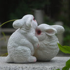 Garden Statues Bunny Decor Resin Hug Rabbit Figurine Cute Fairy Garden Decor Outdoor Statues for Patio Yard Porch Balcony Gifts for Women Mom Grandma White