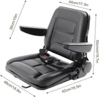 Lawn Mower Seat, Garden Tractor Seat, Tractor Suspension Seat, PVC Tractor Seats Universal Fold Down Forklift Seat with Adjustable Angle Back, Armrest and Safety Belt