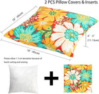 Magpie Fabrcis Pack of 2 Outdoor Waterproof Throw Pillow with Insert 18 x 18 Inch, Christmas Decorative Back Cushion Pad for Garden Patio Tent Balcony Couch Sofa (Embry Red Hibiscus)