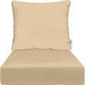 RSH DECOR Indoor Outdoor Deep Seating Chair Cushion with Pillow Back | All Weather Polyester Fabric | Seat 25" W x 25" D & Back 25" W x 21" H | Tan