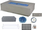 Elementi+ | Bundle Meteora Gas Fire Pit Cast Concrete 56" Rectangular Fire Table, Outdoor Fire Pit Electronic Ignition | Canvas Cover, Fire Glass and Burner Lid Included | Light Gray | Natural Gas