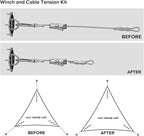 Sun Shade Sail Hardware Kit- 18' Ft (6'x3) Steel Tension Cable with Winch Kit Pad Eyes Snap Hooks Sunshades Installation Kit for Triangle Shade Sails Deck Patio Yard