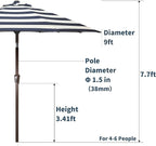 PatioKingdom Auto-Tilt 9FT Patio Umbrella Outdoor with 8 Sturdy Fiberglass Ribs,Market Table Umbrella for Pool,Backyard,Deck and Garden