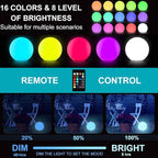 8-in Solar Glowing Globe Light, 16 Colors Changing Solar Garden Ball Lamp, Auto-On/Off Glow Orb Light W/Remote, Waterproof Landscape Lighting Globe W/Ground Stake for Yard Patio Lawn Outside Decor