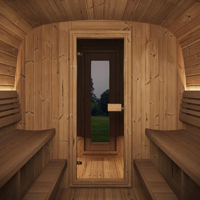 Model CL12GCP, Cube-Series Outdoor Home Sauna Suite Kit, Up to 8 Persons (Sauna Heater and Sauna Stones Included) (Drop 9 WiFi - Gold)