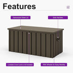 PURPLE LEAF Outdoor Deck Box 100 Gallon Waterproof Lockable Storage Box Container with Lid Deck Organization for Patio Cushions Side Table Pool Accessories Garden Tools, Brown
