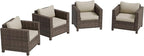 COOS BAY Lanai Chic Outdoor Chair Set of 4, Deep Seating Patio Chairs, Modern Outdoor Armchairs, 4 Pieces, Brown/Beige