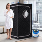 ZONEMEL Full Size Portable Steam Sauna, Personal Home Spa, 1500 Watt 4 Liter Steamer with Remote Control, Timer, Foldable Chair (L 33.8" x W 33.8" x H 65.7", Black)