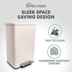50 Liter / 13.2 Gallon Soft-Close, Smudge Resistant Trash Can with Foot Pedal and Built in Filter- White Color