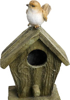 Outdoor Water Fountain with Birdhouse, 39.3inches Rustic Outdoor Water Fountains - Outdoor Cascading Waterfall with Decorative Birds & Buckets, Pump & Lights for Backyard Patio Decor