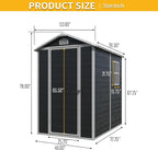 JT 4×6ft Resin Outdoor Storage Shed,Outdoor Storage Shed with Floor & Window to Store Patio Furniture, Garden Tools Bike Accessories, Beach Chairs and Lawn Mower. (Black, 4ft*6ft)