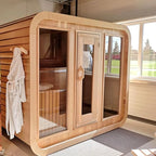 Customize Outdoor Steam Sauna 4-10 Person, Canadian Hemlock, Red Cedar Sauna, Porch Option, Glass Window Option, Wood Burning Stove or Harvia Heater, ETL Certificate(0-195 °F)